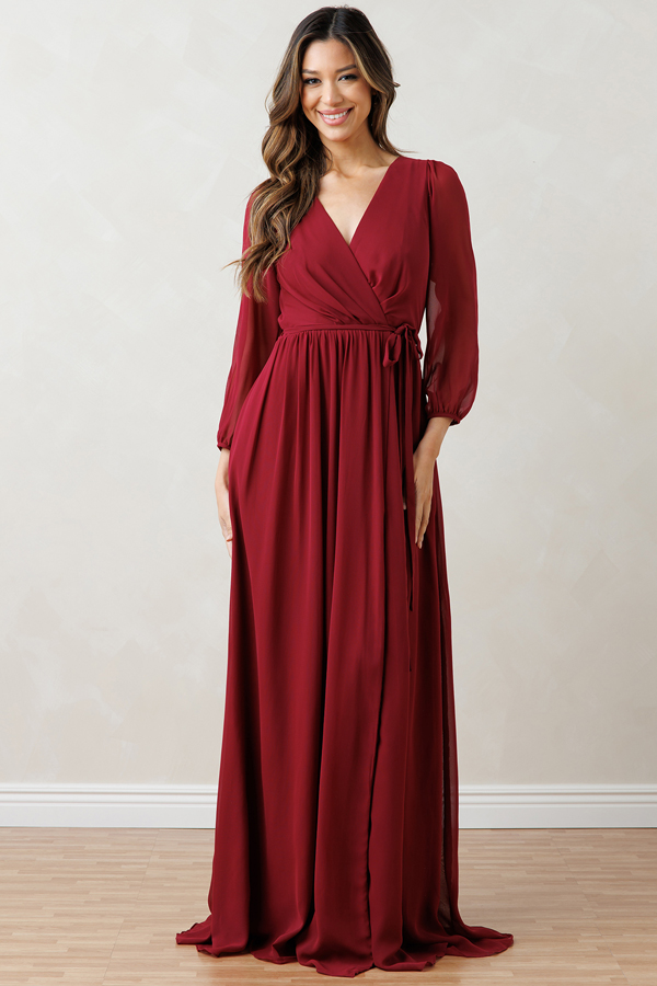 Balloon Sleeve Chiffon Dress